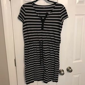 Anne Klein Dress Black with White Stripes